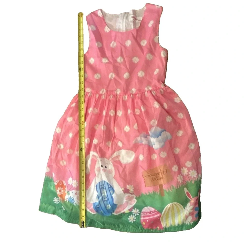 Sunny Fashion Girls Easter Dress M Pink Daisy Bunny Egg Hunt No Belt Worn Once